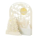 サンリオ(SANRIO) クリスマスカード レーザーカット教会の前にツリー メッセージカード グリーティングカード JX 83-4 435996