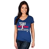レディースMLBゲームOne at a Time半袖VネックTee ( Medium , Texas Rangers )