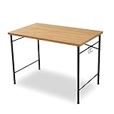 パソコンデスク デスク 机 天然木板 木製 スチール脚 幅100cm ナチュラル/ブラック