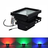 HonestEast LED投光器 RGB 50W 昼白色 防水 リモコン付け カラー変え 産業用 作業灯 看板灯 庭照明 景観照明 玄関ライト (ブラック) JP001001123