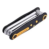 8 in 1 ポータブルCR-V 折りたたみ六角レンチ 六角形のキー レンチセット1.5mm,2mm, 2.5mm, 3mm, 4mm, 5mm, 6mm, 8mm Screwdriver Set 8