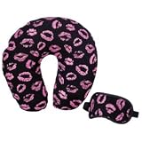 TravelSmart by Conair Black and Pink Lip Neck Rest and Eye Mask Set by Travel Smart
