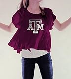 Texas A & M Aggies公式NCAA Large ( SZ。10 – 12 ) Hi / Lo Cut Top by Glitterギア