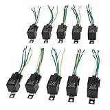 P Prettyia 車用リレー　10個　車　40A 12V 　ソケットハーネス　SPDTリレー　5ピン　リレー
