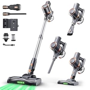 Yuuscc コードレス掃除機 75KPa超強力吸引 550W 軽量 自立式 グリーンLED 2in1充電スタンド 55分連続稼働