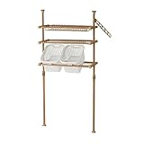 簡単突っ張り木目調ランドリーラック　　ナチュラル木目　Ｂ／棚＋バスケット