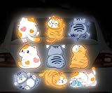 seimeinoki 車用デカール 夜光ステッカー 可愛い 猫パータン カーステッカー 9枚セット キズ隠し 凹み隠しに 防水ステッカー 夜光シール 夜間運転 車用ステッカー 可愛い 漫画風 猫ステッカー 傷あと ステッカー 車用デコレーション 約7cm