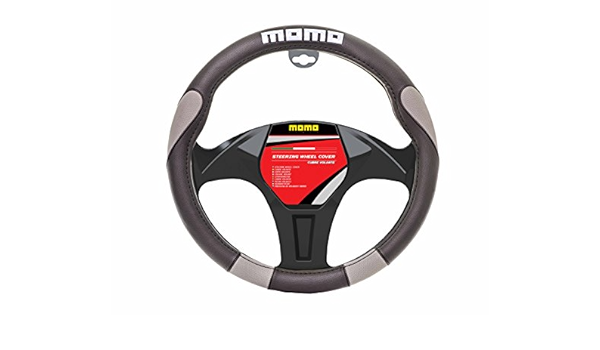 Amazon Momoステアリングホイールカバー ブラック グレー ステアリング ハンドル 車 バイク