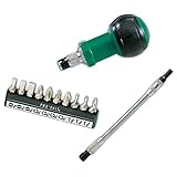 MIRACLE フレキシブル ドライバー セット 10in1 90度 隙間 ネジ 穴 反転 ラチェット プラス マイナス ビット 10種類 MC-1PK-201