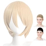 CaseEden コスプレ ウィッグ フルウィッグ 耐熱 ショートボブ ショート ライトゴールド 金髪 WIG6007