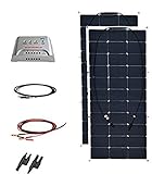 XINPUGUANG 2*100W 台湾単結晶フレキシブル基板2 + 20AMPPTコントローラ1 + 3M赤と黒のワニ口クリップライン1セット+ 3MMC4コネクタライン1セット+2~1アダプタ1セ