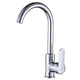 蛇口 水栓 金具 温水 冷水 対応 混合栓 キッチン 台所 ステンレス (スワン タイプ)