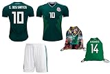 ファンKitbag DOS Santos # 10 Mexico Youth Home / Away Soccer Jersey & ShortsキッズプレミアムギフトKitbag ✮ギフトパッケージ
