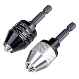 SODIAL 2個　0.3-6.5mm キーレスドリルチャック変換ツール　キーレス変換チャックアダプター、1/4-インチ　 六角シャンクドリル