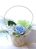 バラの壁掛けバスケットパウダーブルのバラ プリザーブドフラワー