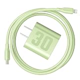 PD充電器 30W Type C 急速充電器 アイフォン1.5mケーブル付き USB-A/USB-C 2ポート ACアダプター 充電器 GaN(窒化ガリウム採用) コンパクト充電器PSE認証獲得【PD&QC3.0対応】落雷保護iPhone 14 / 13 / 12、Galaxy S22 / S21、AirPods、Switchその他USB-C機器対応 (Green)