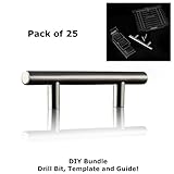 Kitchen Cabinet Handles, 25 Pack of 100% Stainless Steel Brushed Nickel Door Pulls, 5 3/8 Inches Ove