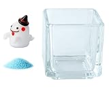 花市場直送便 ミニチュアガラス ゴーストくん & カラーサンド スカイブルー & 植え込み用グラス ニューブロックS