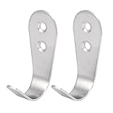 uxcell 服タオル用 ステンレス壁マウント シングル フック ハンガー 65mmx25mmx42mm 2 個入り