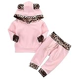 Burning Go　2点セット ベビー服 シャツ+パンツ クマ耳付き 女の子 赤ちゃん クマ フード付き ロンパース カーバーオール ピンク 可愛い 出産祝い 秋