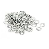 uxcell ロックワッシャー 4mm内径 炭素鋼 亜鉛メッキ 外部鋸歯状 100個入り