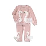 Tovadoo 子供服 ベビー服 女の子 トップス+ズボン 秋冬 長袖 白鳥柄 可愛い ファッション 部屋着 保育園 旅行 3-7歳
