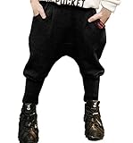 Plus Nao(プラスナオ) 子供用 サルエルパンツ ロングパンツ 長ズボン テーパードパンツ シンプル 無地 ウエストゴム カジュアルパンツ ボト ブラック【ノーマル】 110