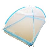 （yan&yanz） 蚊帳 ベビー キッズ ワンタッチ蚊帳 縦140cm×90cm 赤ちゃん 子供 (ブルー)