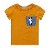 PANCY 子供服 夏 半袖 Tシャツ キッズ 男の子 女の子 丸い襟 おしゃれ カジュアル ファッション 可愛い パンダ 動物 プリント 3色（ダークイエロー/90＃）