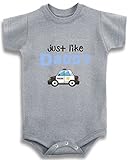 グレークルーネックBaby Tee Time Baby Boys ' Just Like Daddy Police Car One Piece カラー: グレイ