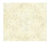 York Wallcoverings gl4618smp Brandywineダマスクスクロール8-inch X 10-inch壁紙メモ型サンプル、きらめくシャンパン/ Deepアイボリー/ホワイト