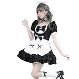 [FUNKEIMEI] メイド服 コスプレ メイド かわいい 豪華セット メイドコスプレ ショート丈 コスプレ衣装 コスプレ仮装 初心者 メイドコスチューム 可愛い イベント パーティー 大人 男女兼用 cosplay（ブラック XL）