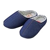 ルームシューズ スリッパ 【デニム地】 フリーサイズ 〔防寒具 寒さ対策〕