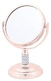 Danielle Enterprises 4X Magnification Dual Sided Crystal Studded Vanity Mirror, Mini, Rose Gold by D
