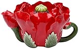 StealStreet SS-CG-20814 6.63 Bright Painted Red and Green Poppy Flower Teapot Server [並行輸入品]