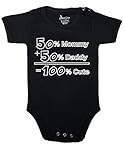 Allure & Graceベビーロンパース半袖Onesieユニセックス50 Mom 50 Dadギフト袋詰めA & G 0-6 Months ブラック 4327867023