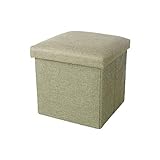 JEFEE 収納スツール 折りたたみ式 ストレージチェア オットマン(ライトグリーン)