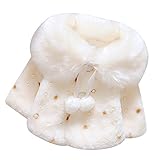 QIAONAI ベビー服　女の子 コート　子供ケープ 女の子　赤ちゃん服　ベビー服 　フード付き 防寒 ふわふわ 暖かい　ファー襟 リボン　アウターウェア ソフト カバーオール 子供服　満月/出産祝い