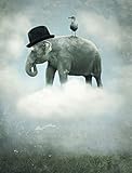 JP London PMUR2304 uStrip Peel and Stick Removable Wall Decal Sticker Mural, Elephant Kids Cloud Car