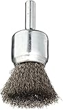 Weiler Wire End Brush, Solid End, Round Shank, Stainless Steel 302, Crimped Wire, 3/4" Diameter, 0.0