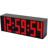 Aibrou 9.6'' Led Display Alarm Clock Thermometer/Multiple Alarm/Countdown/Snooze/Dual Power/Luminous