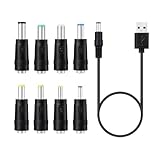 USB電源ケーブル充電ケーブルアダプタ変換プラグ付きファン、太陽光、電池パネルなど5.5 x 2.1 mm 1 m 5 V（1枚 8個の変換プラグ）