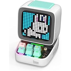 Divoom Ditoo-ProポータブルBluetoothスピーカー3.55インチLEDスクリーンピクセルディスプレイ、DSPワイヤレススピーカーAPPコントロール、オーディオHD、メカニカルキーボード、ホワイト