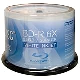 ホワイト インクジェット ワイドプリンタブル BD-R (50枚入) 1-6倍速 Vガード Blu-ray簡易方式対応 PLX-BR06WP50 25GB