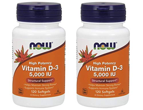 [海外直送品] ナウフーズ　【バリュー２本セット】　　ビタミンＤ-３　5000IU　120粒 Vitamin D-3 5000IU 120sof...