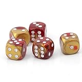 WeLoveDice [ドイツ製] サイコロ ダイス 6面 5個 16mm ゴールデンレッド/白