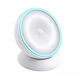 明るくGlimmerモーションセンサー壁LED Night Light withスマートDusk to Dawn誘導360度回転センサーポーチライト Recharagable Night Light 