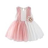 Cutelove 子供ドレス ワンピース 女の子 レース 花飾り チュチュドレス 袖なし 可愛い 夏 赤ちゃん おしゃれ ドレス