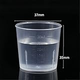 LIKEME 測量カップ目安目盛付 メジャーカップ プラスチックビーカーカップ蓋付 計量用　液体測定カップ 30ml 1個入り