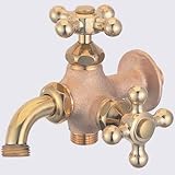 立水栓/水栓柱に取付け ガーデニング二口万能蛇口(鋳肌)十文字